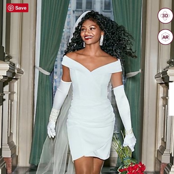 DB Studio Off Shoulder Cuff Neckline Crepe Dress - Picture 5 of 7